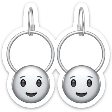 simple silver hoop earring, thin and delicate, modern emoji style sticker