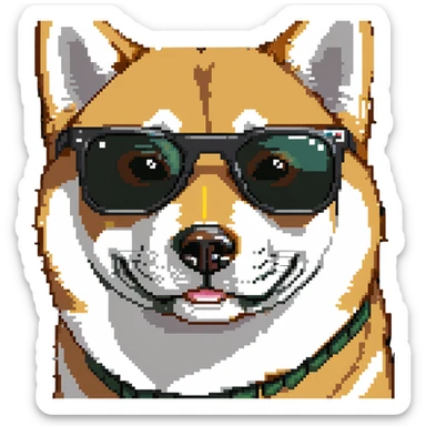 close-up of a Shiba Inu face wearing sunglasses sticker