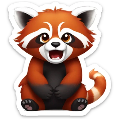 Red panda clenches his fist and is angry sticker