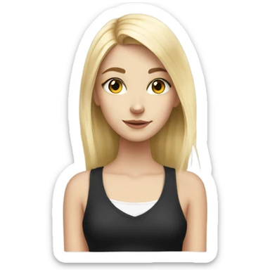 blonde teen girl with black and white cat  sticker