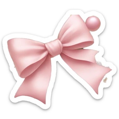 Baby pink and beige Christmas garland with bow sticker