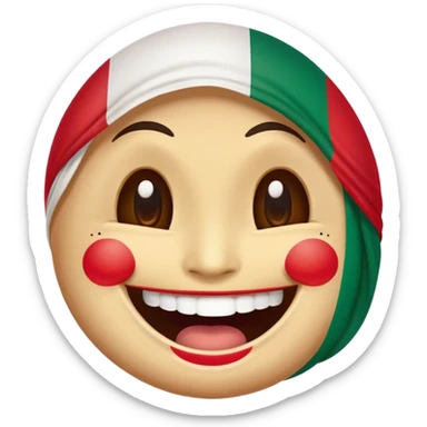 do a laughing emoji face but paint the flag of mexico on it sticker
