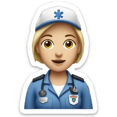 EMT Female with short hair and ball cap sticker