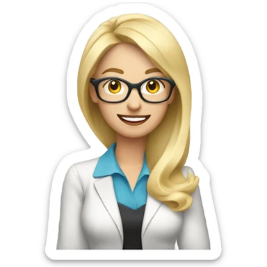 Blonde realtor wearing glasses talking on cell phone sticker