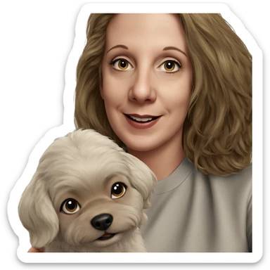 smiling girl with dog sticker