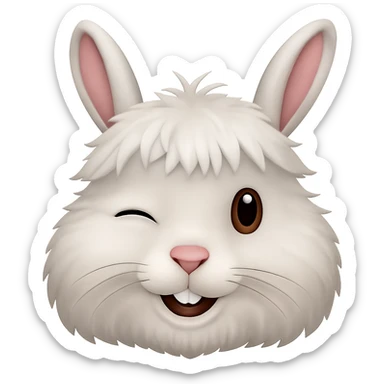 Make the rabbit have a cute winking face while keeping it smiling and friendly. Remove the background. Maintain the original style of the rabbit. sticker