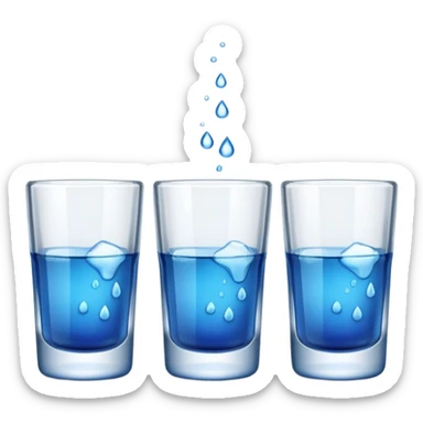 4 shot glasses with blue liquid in them  sticker