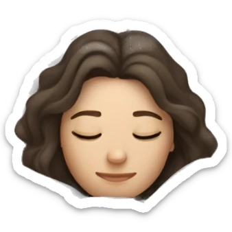 Brunette Caucasian woman sleeping in gray bed sticker