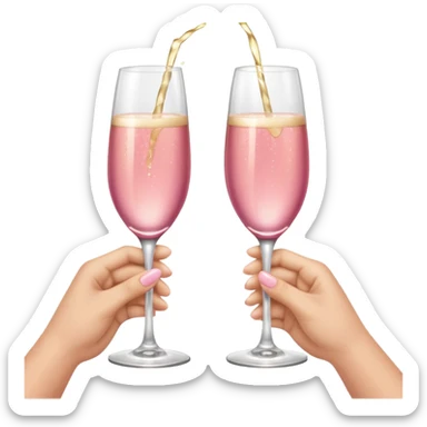 champagne glasses with pink champagne giving cheers with two hands sticker