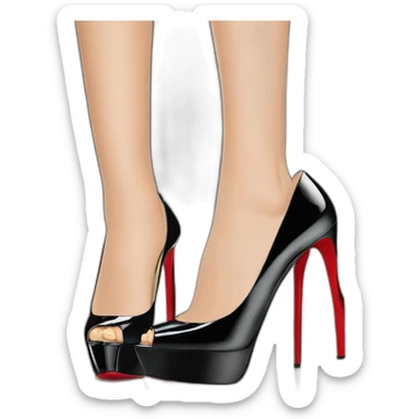 View back one louboutin Black patent Leather Lady Peep Toe Platform sticker