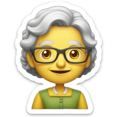 An evil and old woman with glasses and short yellow stands at the blackboard and teaches children histor sticker