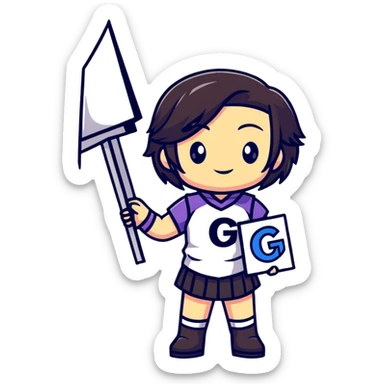 magical heroine chibi emote holding a sign that says 'GG' sticker