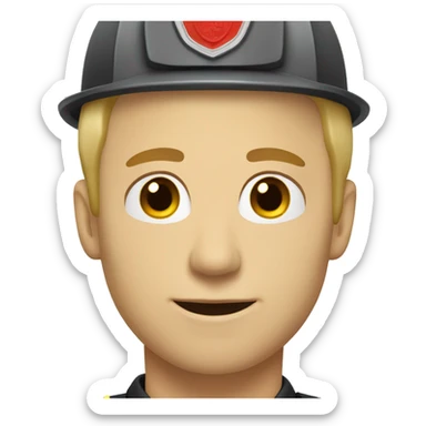 caucasian, blonde male firefighter with brown eyes sticker