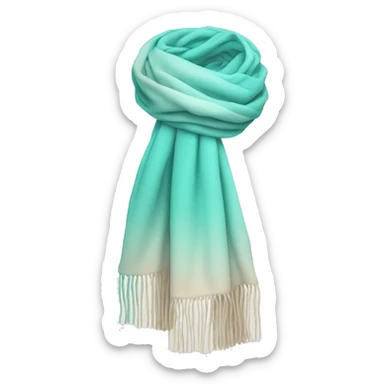 Realistic tiffany blue to cream ombre  winter scarf isolated. sticker