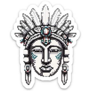 Toltec carved stone head with decorated headdress sticker