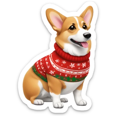 Welsh corgi wearing christmas Sweater  sticker