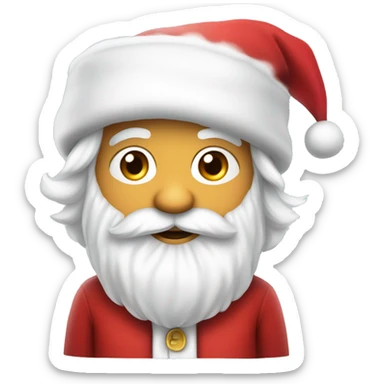 “An adorable Santa with a red suit, fluffy white beard, rosy cheeks, big eyes, and a red hat with a white pom-pom réaliste  sticker