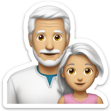 white-haired father and daughter sticker