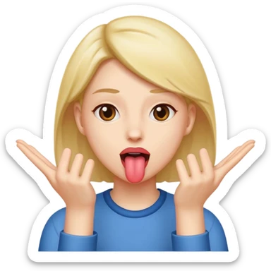 tongue out with hands to the side sticker