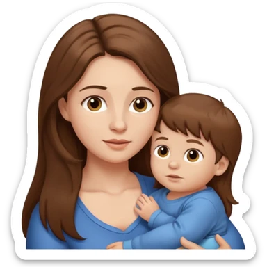 mother and baby boy with long brown hair sticker