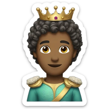 A prince with curly hair and Crown on a head sticker