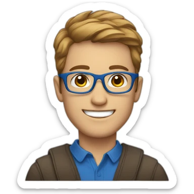 smiling white men with blue glasses and short brown hair sticker