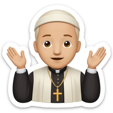 expressive, happy emoji-style icon of a Dominican congregation priest, simplified, bold outlines, flat colors sticker