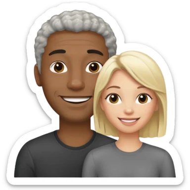 Black man salt n pepper hair smiling with blonde in love  sticker