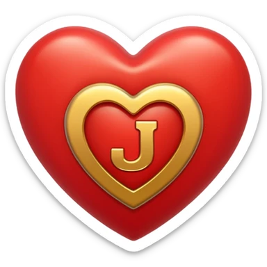 A red heart with the letter "J" in the middle sticker
