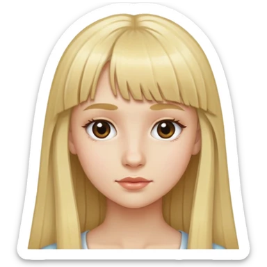 Girl with long blonde hair and micro bangs sticker