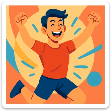 a healthy person, energetic and smiling, modern illustration style sticker