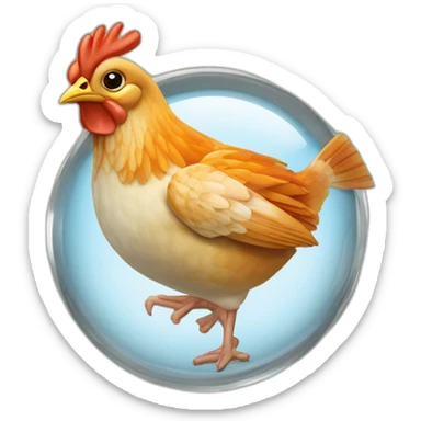 Poisson qui vole avec un poulet au-dessus de la campagne sticker