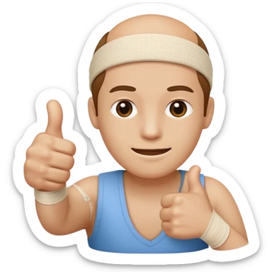 Thumbs up with a bandage on the base of the thumb sticker