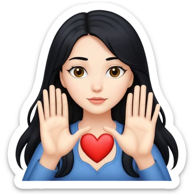 woman with long black hair making a heart with her hands sticker
