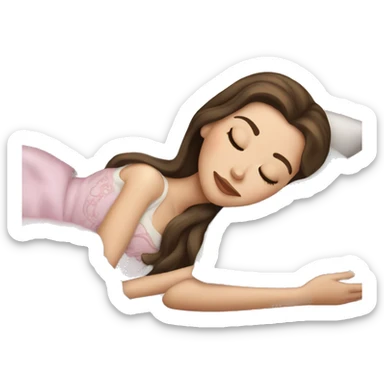 sleeping beauty brunette white girl with a silk pillow sticker