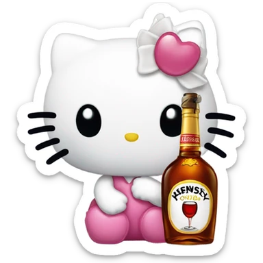 Hello kitty crying with tears holding Hennessy  sticker