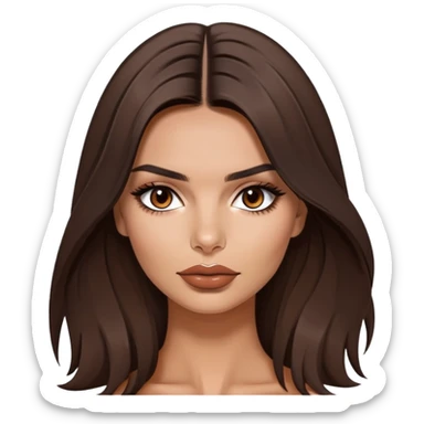 Emily Ratajkowski, famous model with long dark brown hair, full lips, and expressive brown eyes sticker