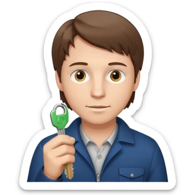 Hombre blanco con juego de llaves en la mano sticker