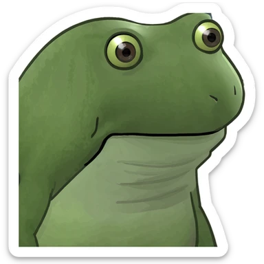 tank from bird's-eye view, green bufo frog meme style sticker