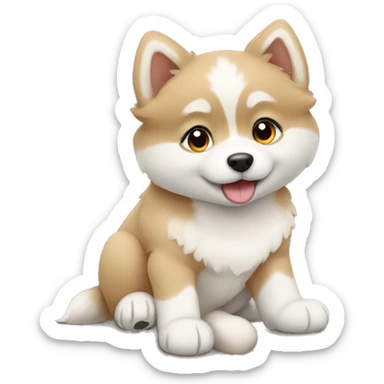 tan and white pomsky puppy sticker