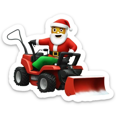 Santa clause riding a snowblower sticker