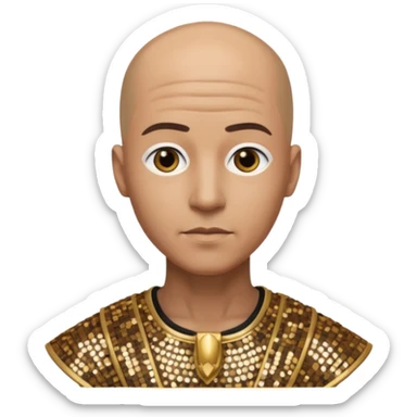 Imhotep from Universal Monsters with bald head, bronze sequin outfit  sticker