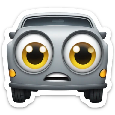 car with big eyes as headlights sticker
