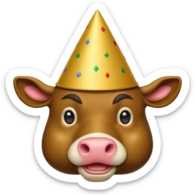 New Year's dressed bull emoji sticker