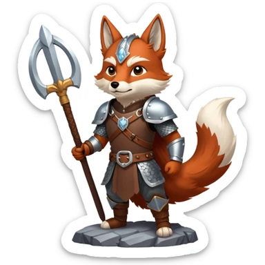 valorous Viking fox in Valhalla, detailed armor, heroic pose, glowing sky sticker