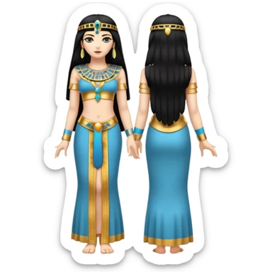 fullbody Cleopatra, high-detailed, realistic, back view, with long black hair sticker