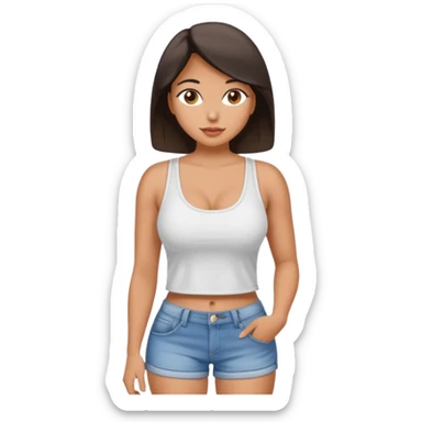 a big chested, big butt latina in a very small tank top and shorts sticker