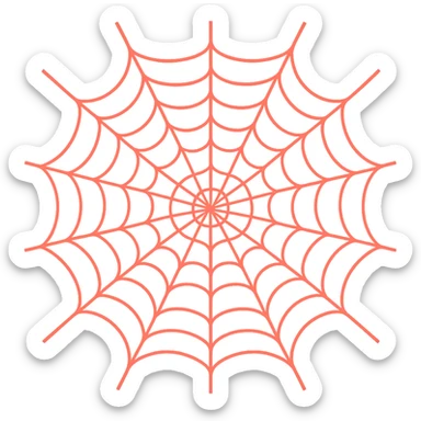 Render the spider web with all web strands looking like glowing red lasers in the style of apple emojis. Transparent background. sticker