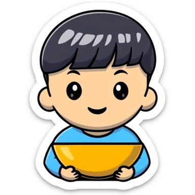 boy with bowl haircut sticker