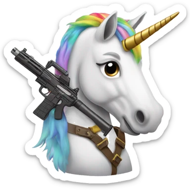 Unicorn with a gun in the hand sticker